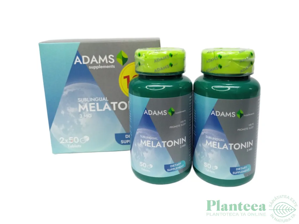 Pachet Melatonina 3mg 2x50cp - ADAMS SUPPLEMENTS
