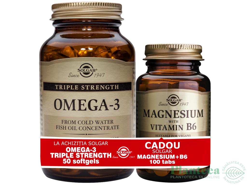 Pachet Omega3 triple strength 50cps+Magneziu B6 100cp - SOLGAR