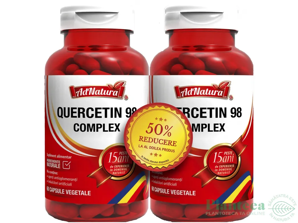 Pachet Quercetin 98 complex 60+60cps - ADNATURA