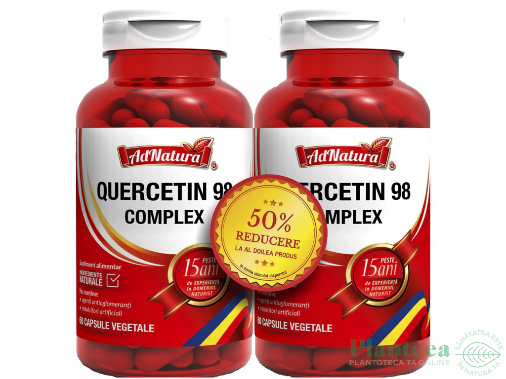 Pachet Quercetin 98 complex 60+60cps - ADNATURA