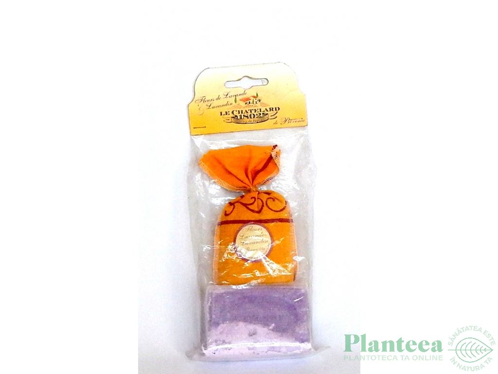 Set cadou Sapun lavanda+Saculet panza colorata lavanda uscata - LE CHATELARD 1802