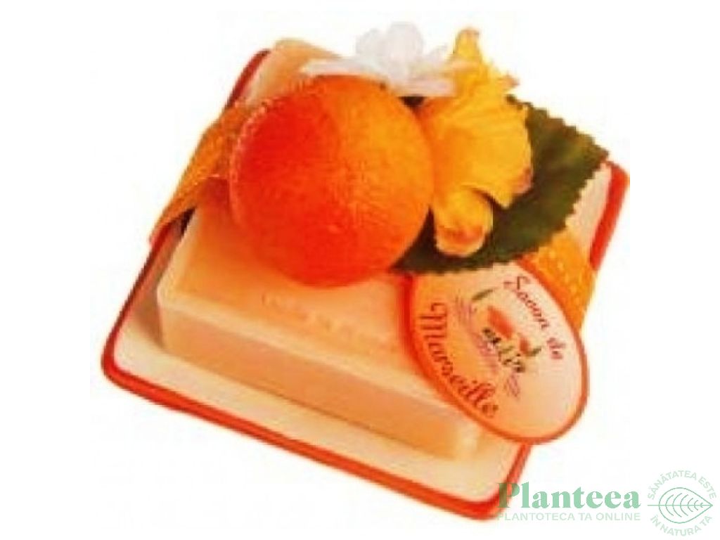 Set cadou Savoniera+Sapun Marsilia portocale grepfrut 100g - LE CHATELARD 1802