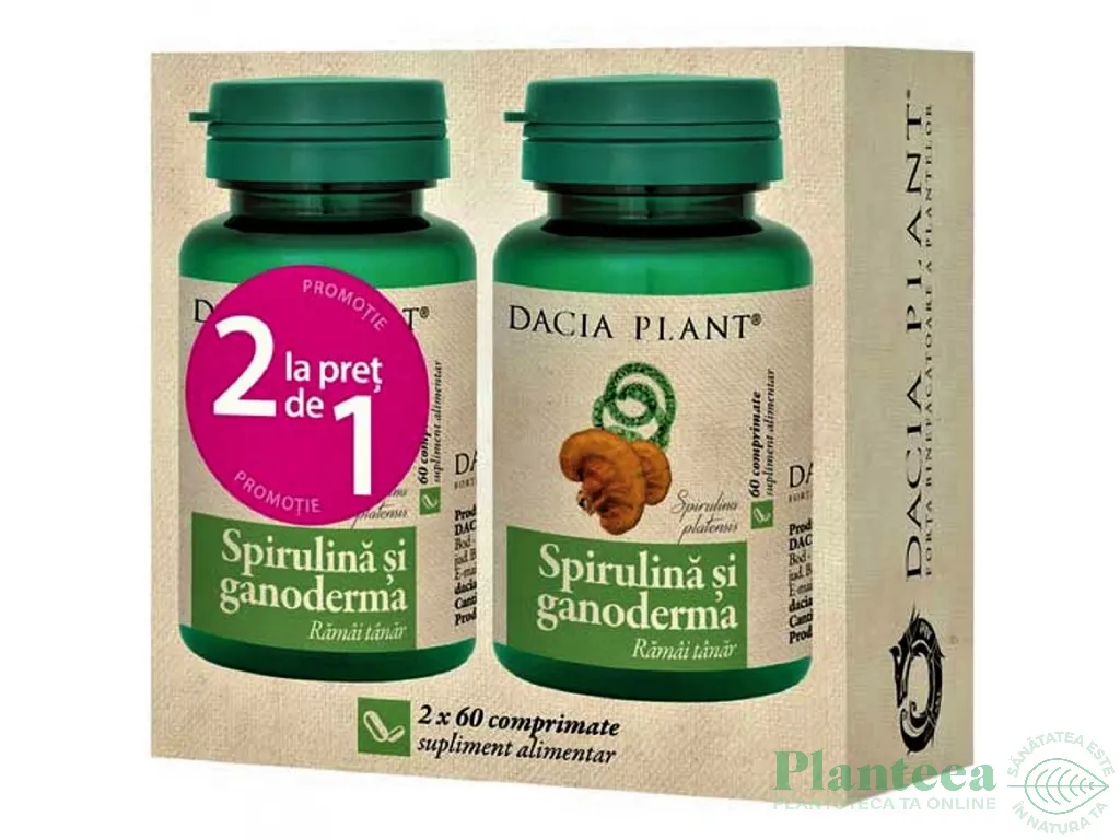 Pachet Spirulina ganoderma 2x60cp - DACIA PLANT