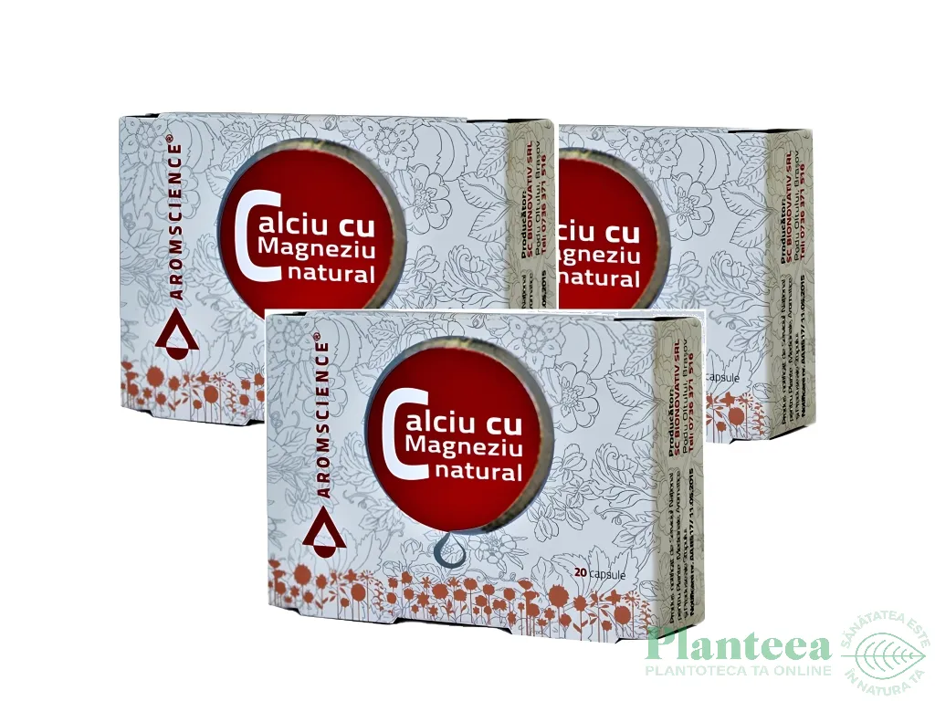 Pachet Calciu magneziu natural 3x20cps - AROM SCIENCE
