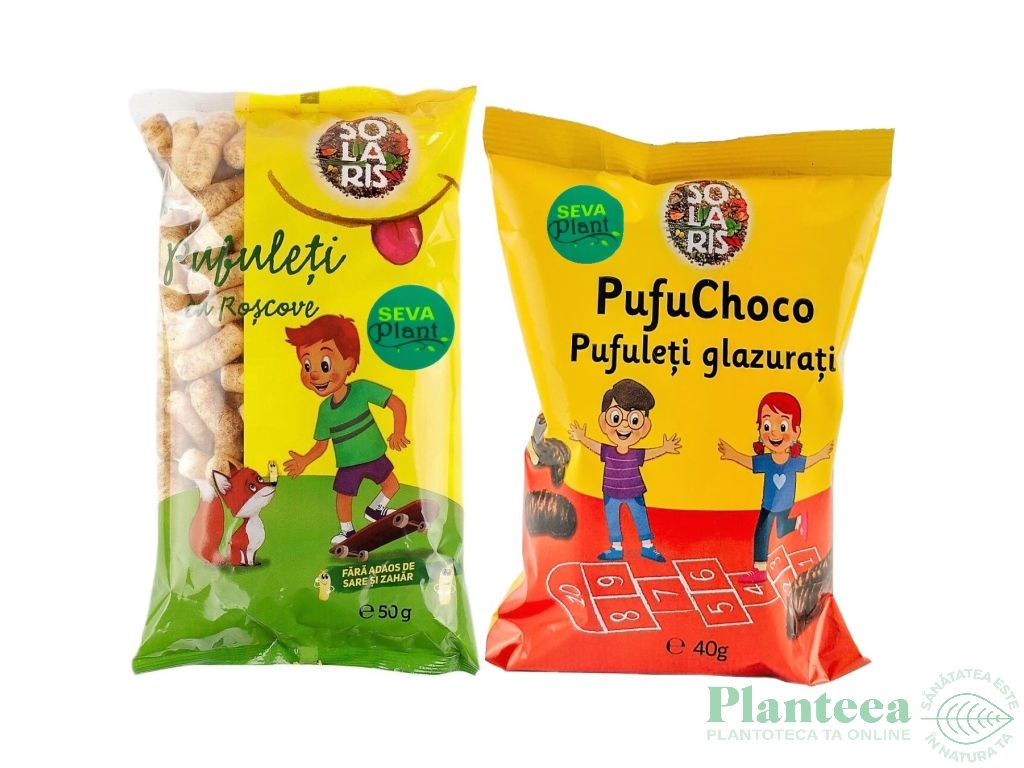 Pachet Pufuleti porumb dulci [roscove+choco] 2buc 90g - SOLARIS