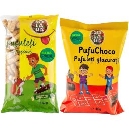 Pachet Pufuleti porumb dulci [roscove+choco] 2buc 90g - SOLARIS