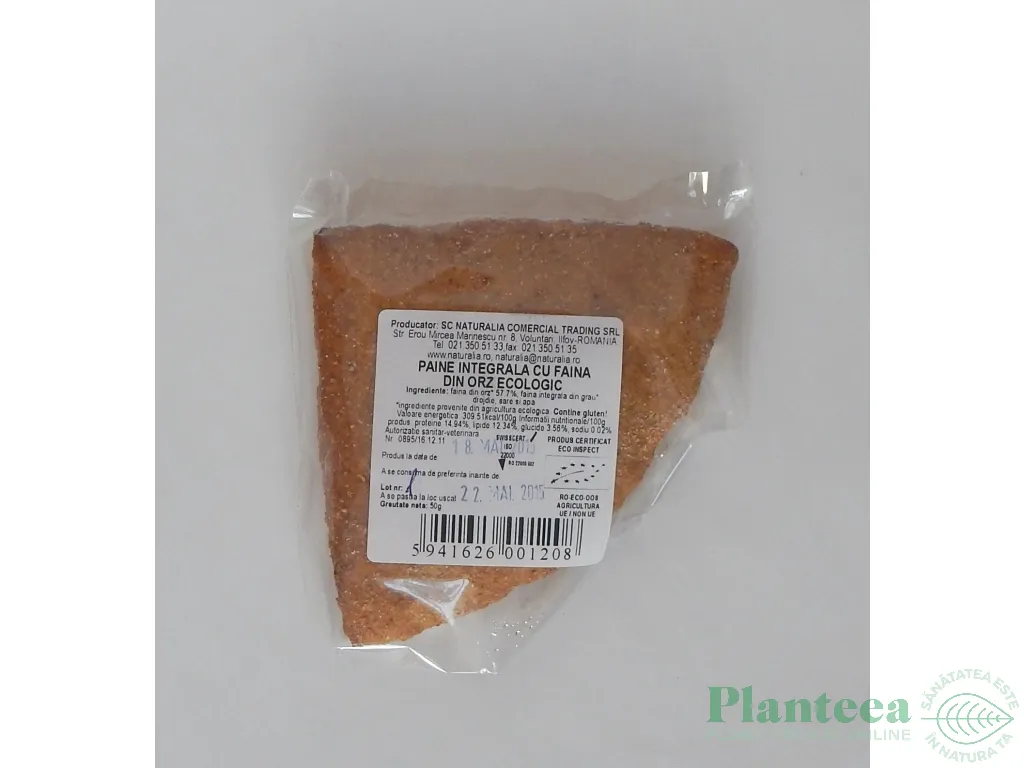 Paine integrala orz eco 50g - NATURALIA