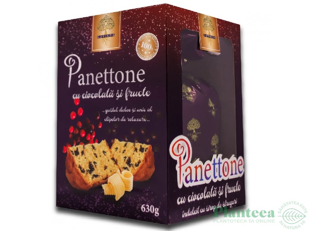 Cozonac panettone ciocolata fructe fara zahar 630g - GOVINDA