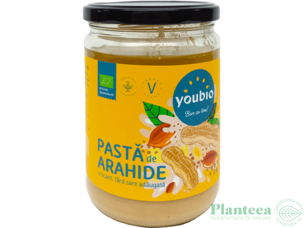 Pasta arahide crocant fara zahar fara sare eco 500g - YOUBIO