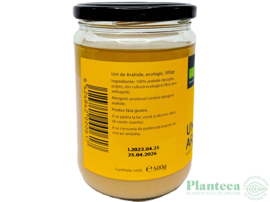 Unt arahide natural fara zahar fara sare eco 500g - YOUBIO