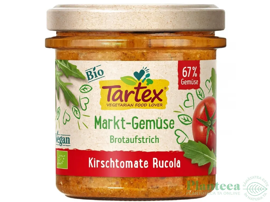Pasta tartinabila vegetala rosii cherry rucola bio 135g - TARTEX