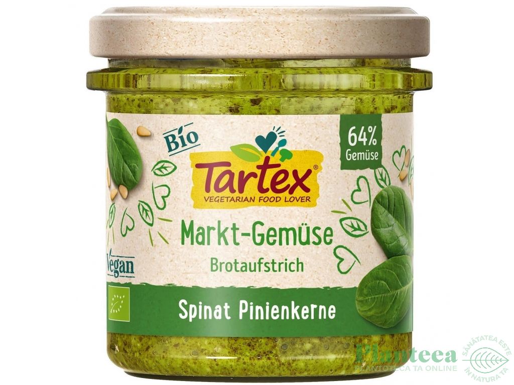 Pasta tartinabila vegetala spanac seminte pin bio 135g - TARTEX