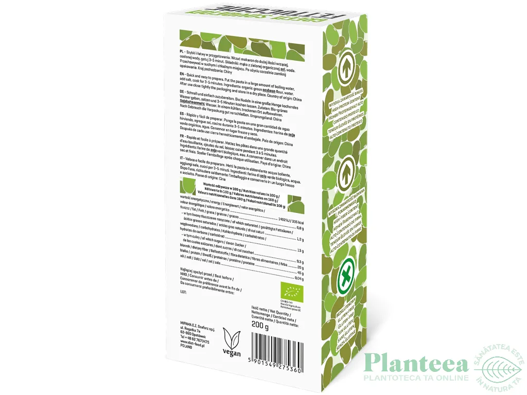 Paste fettuccine soia verde bio 200g - DIET FOOD