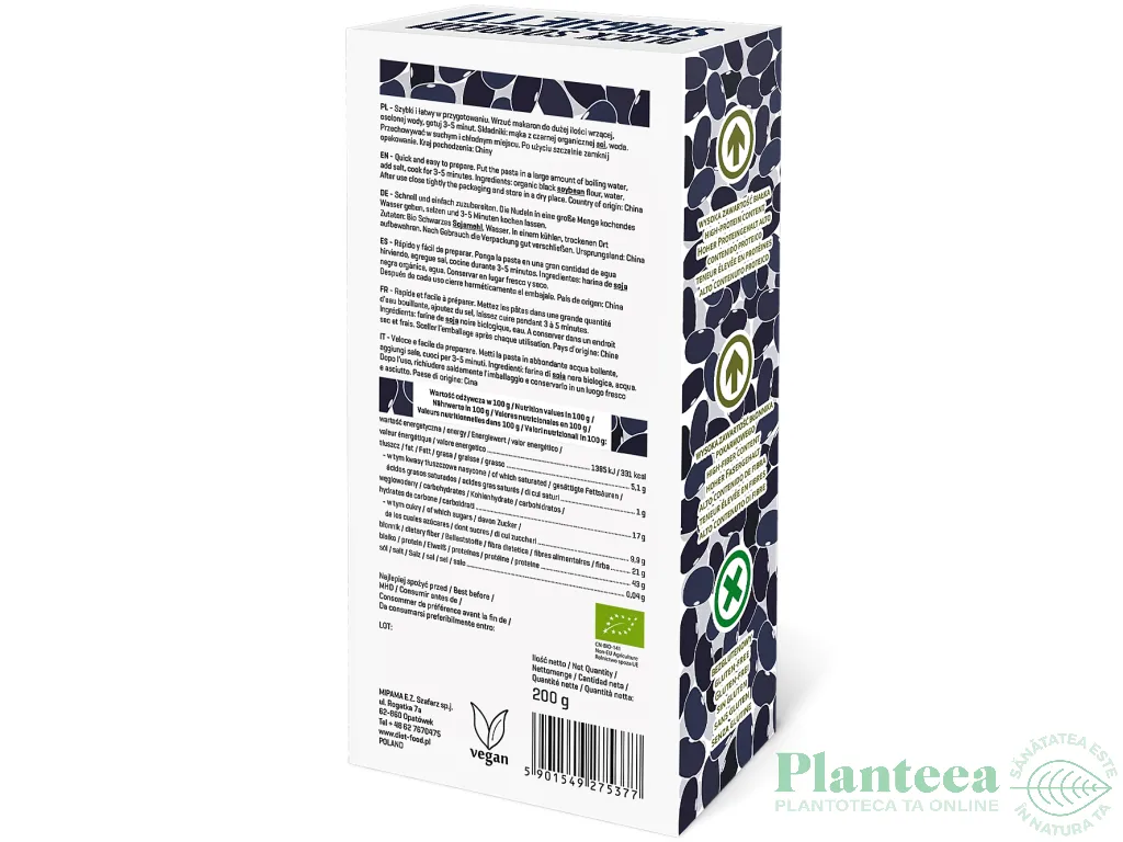 Paste spaghete soia neagra bio 200g - DIET FOOD