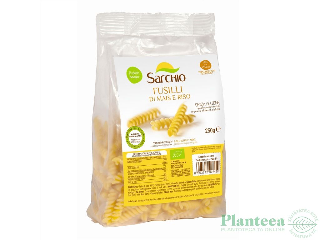 Paste fusilli porumb orez fara gluten eco 250g - SARCHIO