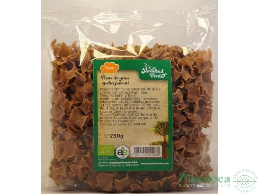 Paste patrate ondulate spelta integrala eco 250g - PARADISUL VERDE