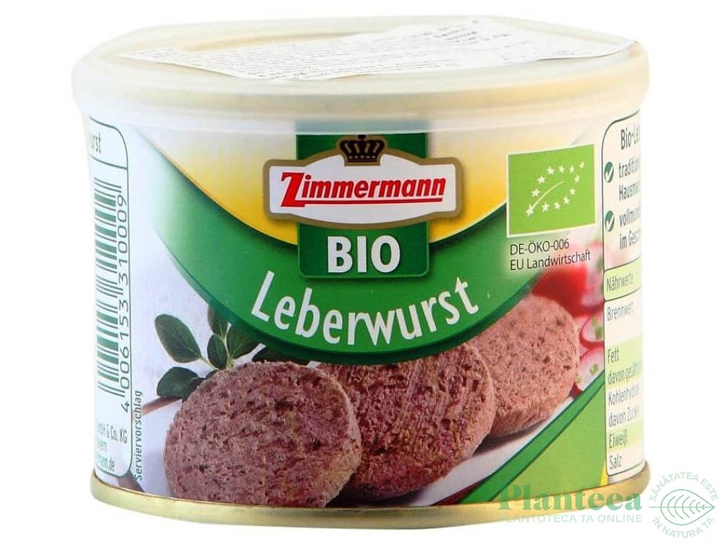 Pate ficat carne porc bio 200g - ZIMMERMANN