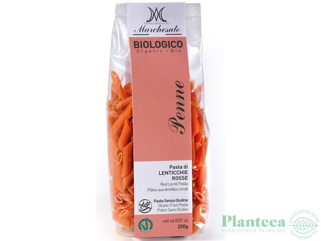 Paste penne linte rosie fara gluten bio 250g - MARCHESATO