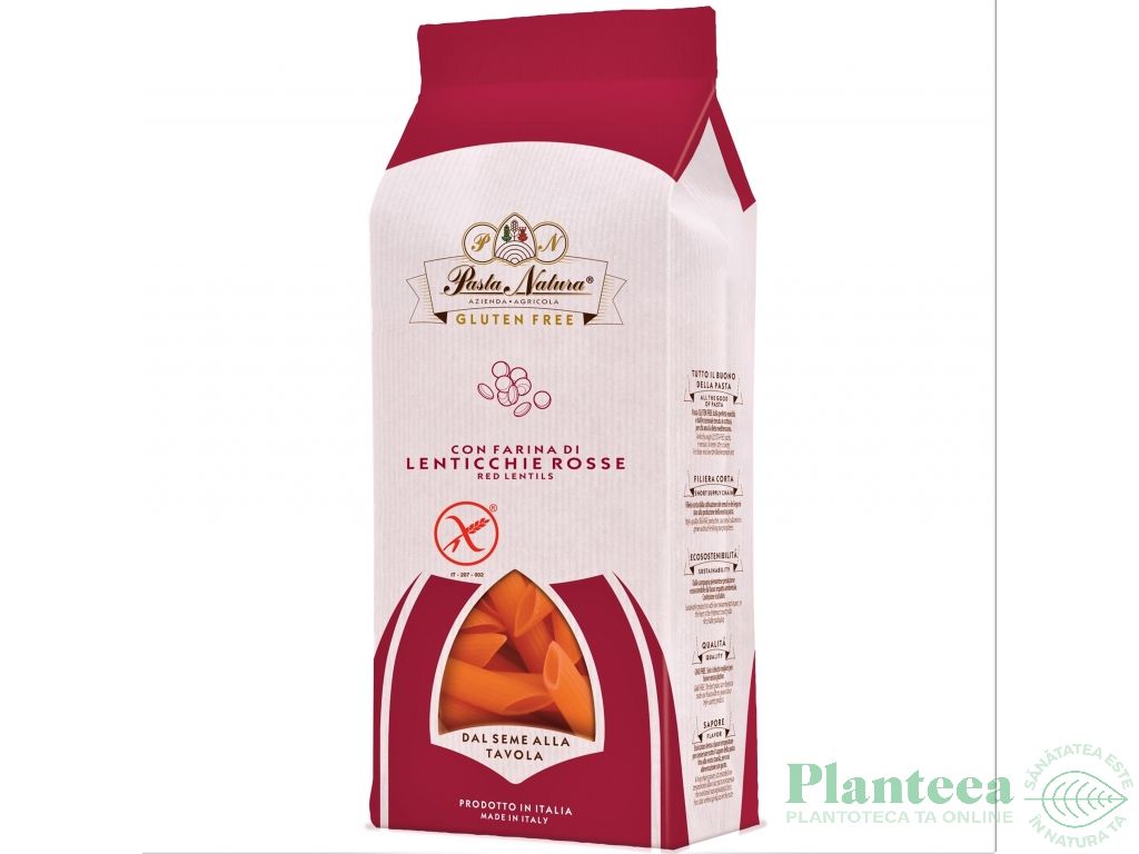 Paste penne linte rosie fara gluten bio 250g - PASTA NATURA