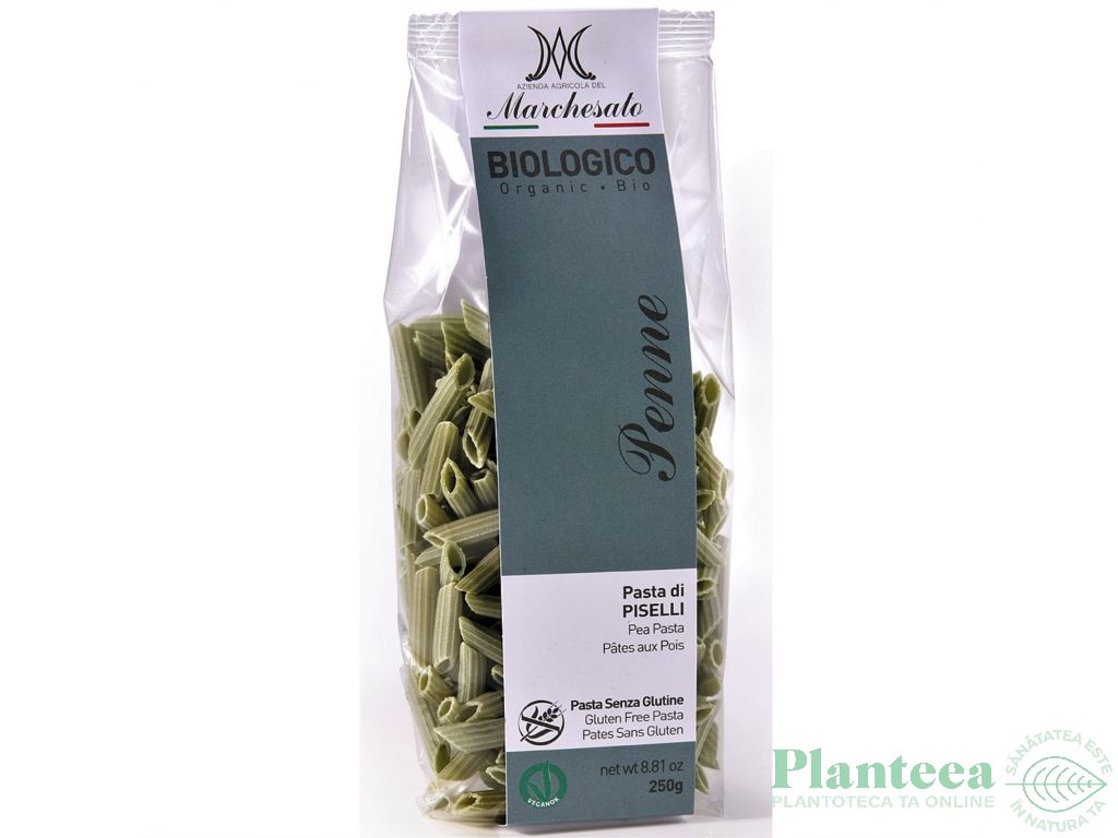 Paste penne mazare verde fara gluten bio 250g - MARCHESATO