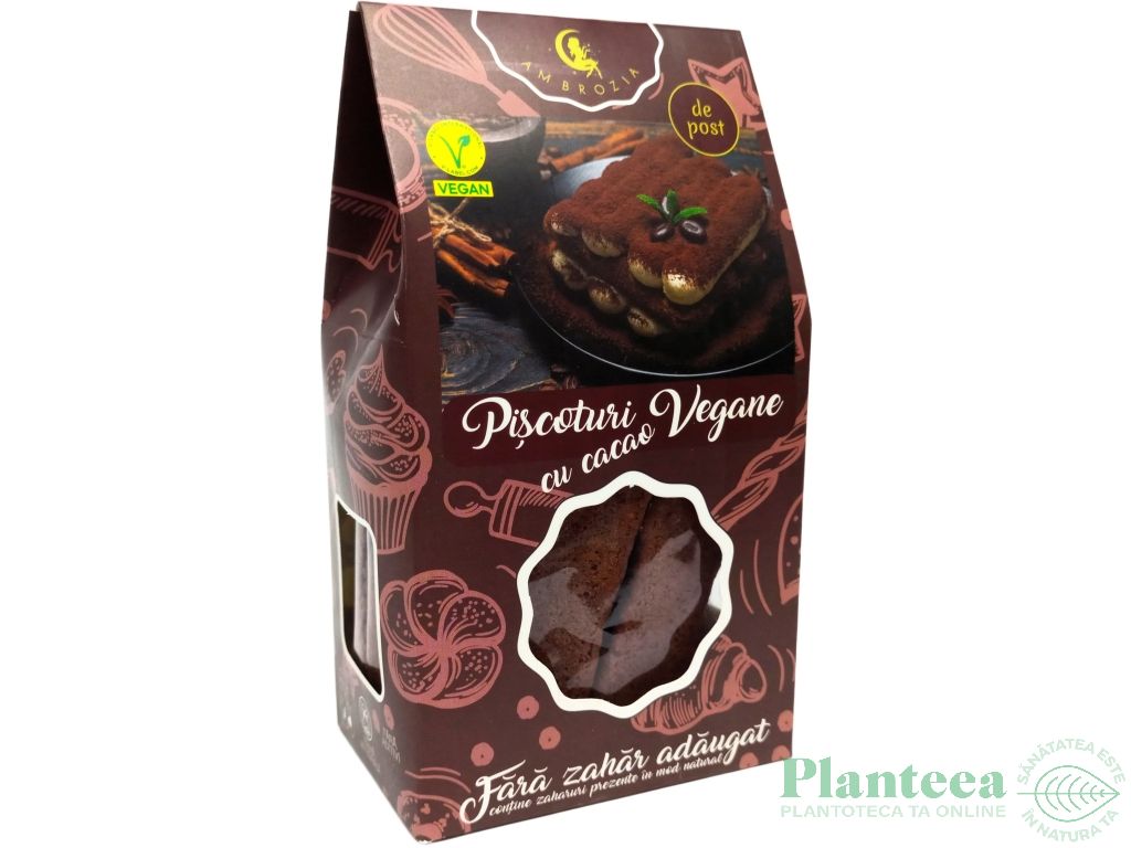 Piscoturi vegane cacao fara zahar fara aditivi 130g - AMBROZIA