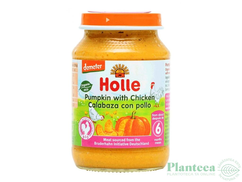 Piure dovleac pui bebe +6luni eco 125g - HOLLE