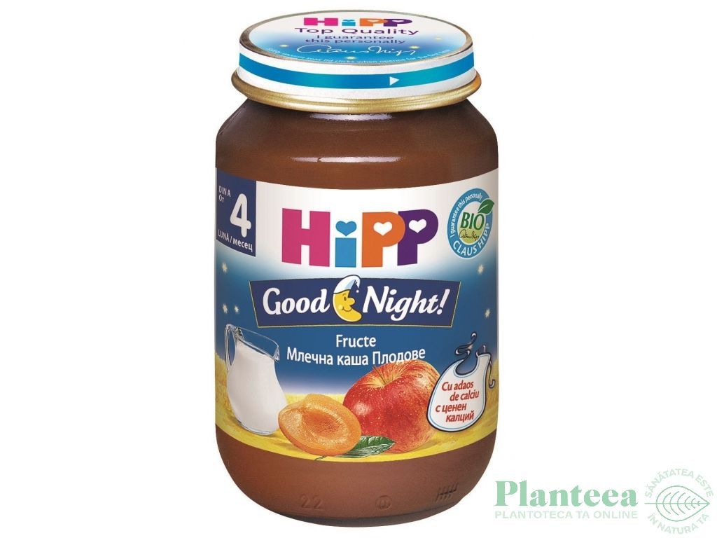 Terci lapte gris fructe Noapte Buna bebe +4luni 190g - HIPP ORGANIC