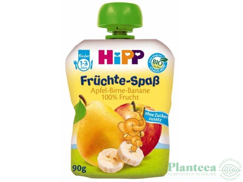 Piure mere pere banane bebe +1an 90g - HIPP ORGANIC