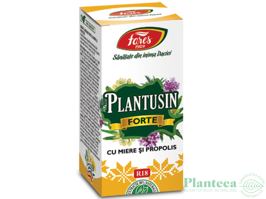 Sirop Plantusin forte miere vitamina C propolis 100ml - FARES