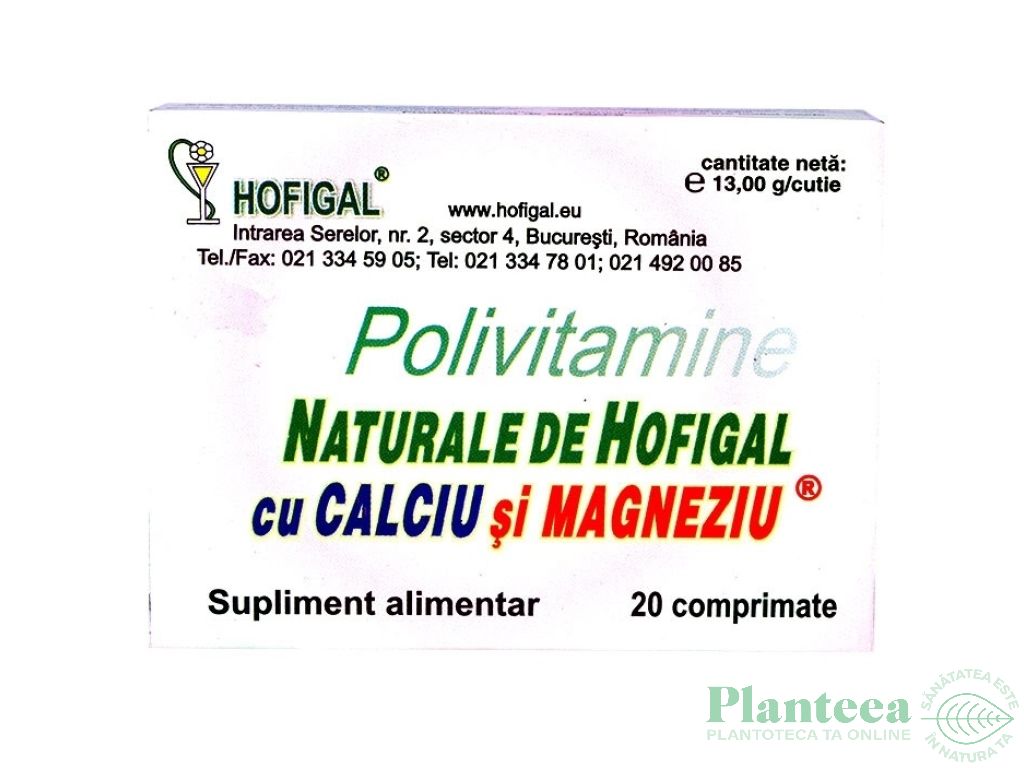 Polivitamine naturale Ca Mg 20cp - HOFIGAL