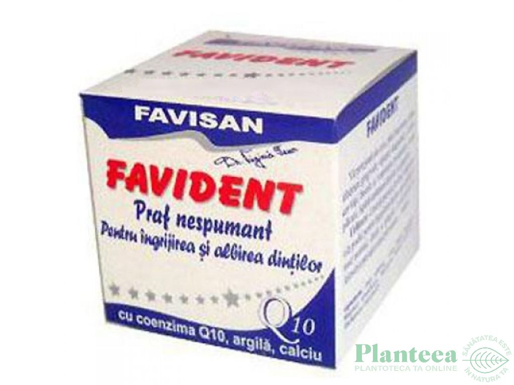 Praf dinti nespumant albire Q10 FaviDent 50ml - FAVISAN