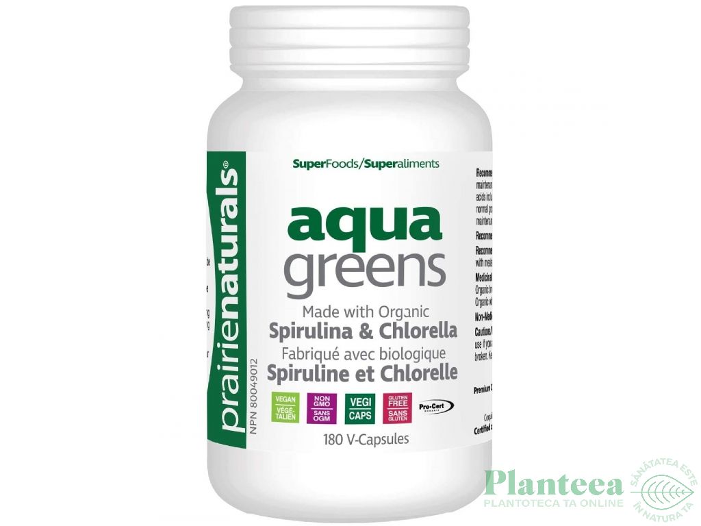 Aqua Greens [spirulina chlorella] organic 180cps - PRAIRIE NATURALS