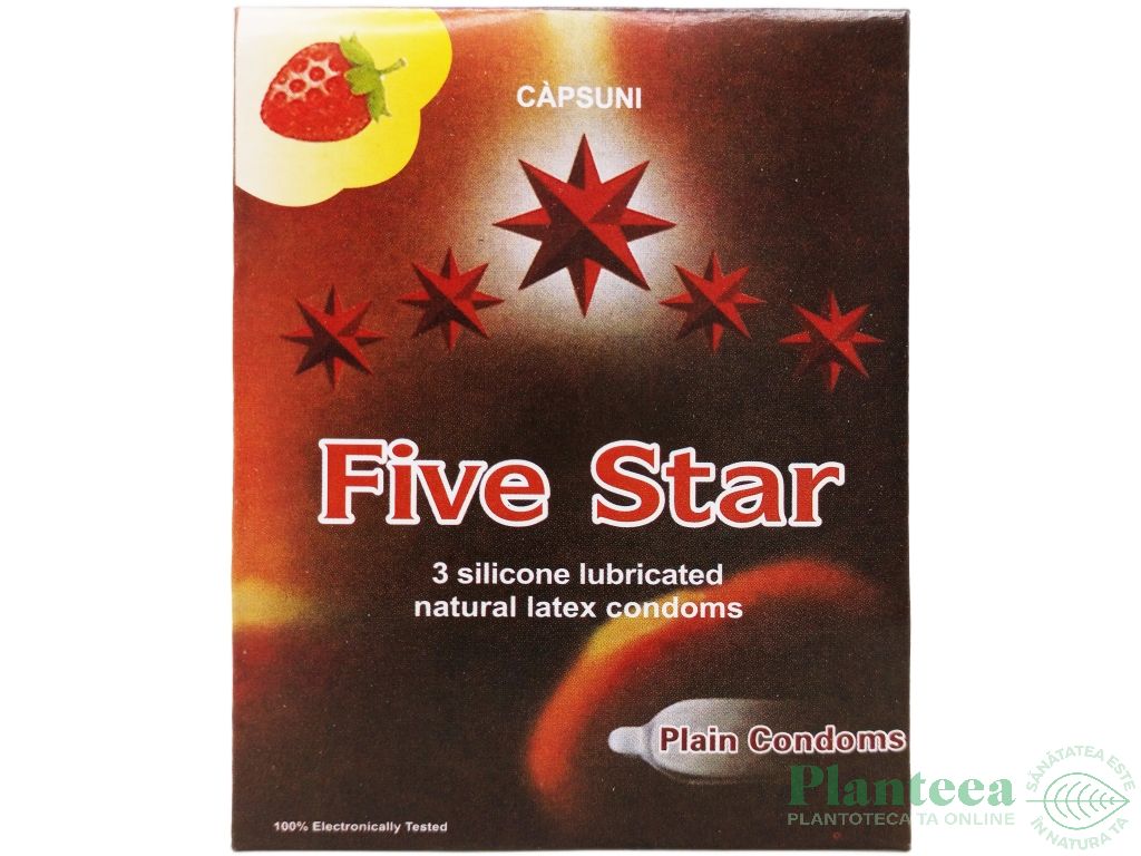 Prezervative latex aroma capsuni 3b - FIVE STAR