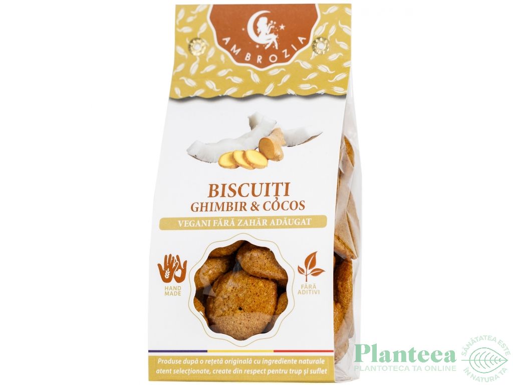 Biscuiti vegani ghimbir cocos 130g - HIPER AMBROZIA