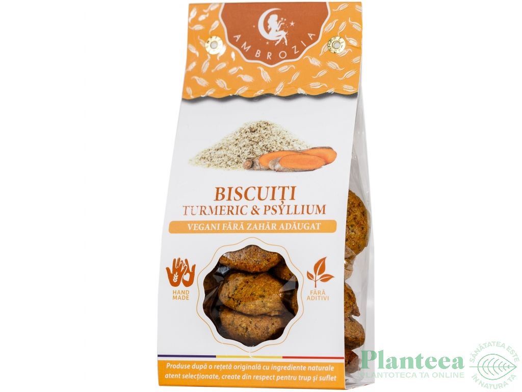 Biscuiti vegani digestivi turmeric psyllium 150g - HIPER AMBROZIA