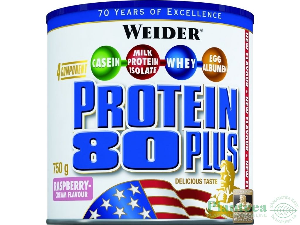 Pulbere proteica mix 4sort 80+ zmeura 750g - WEIDER