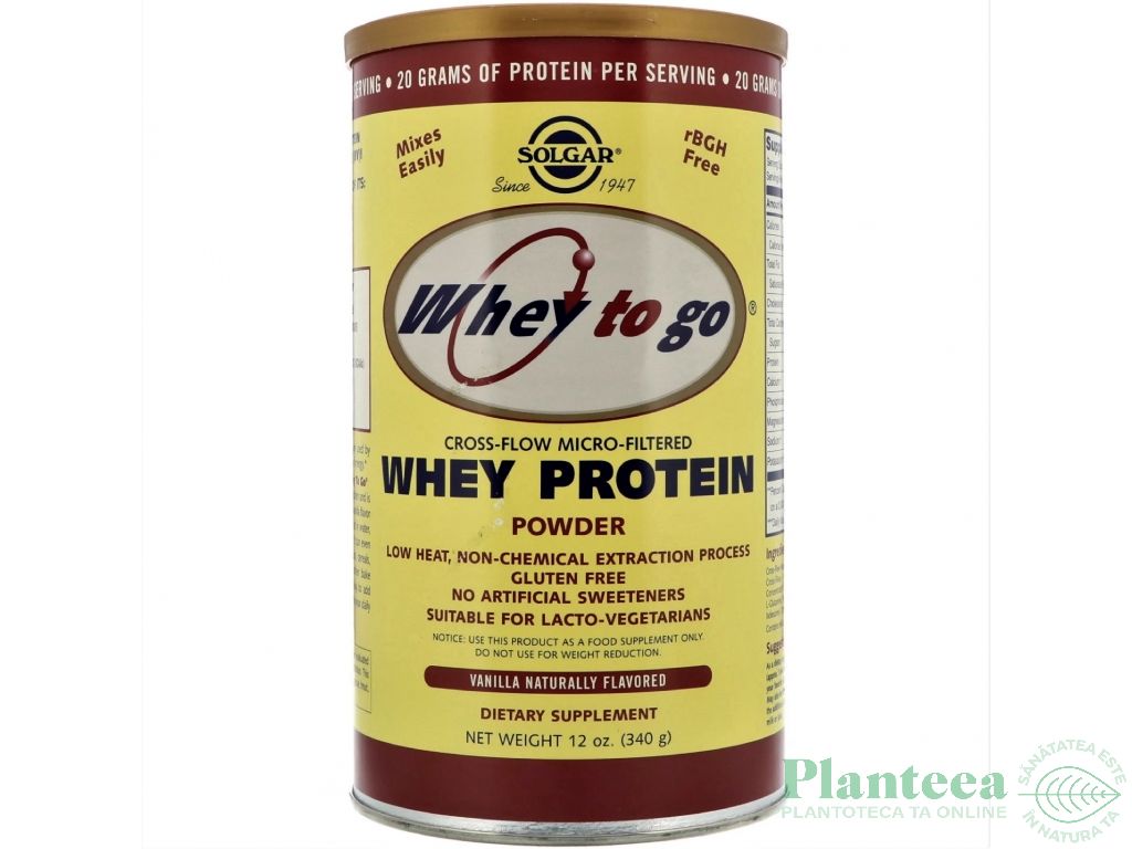 Pulbere proteica Whey to go vanilie 340g - SOLGAR