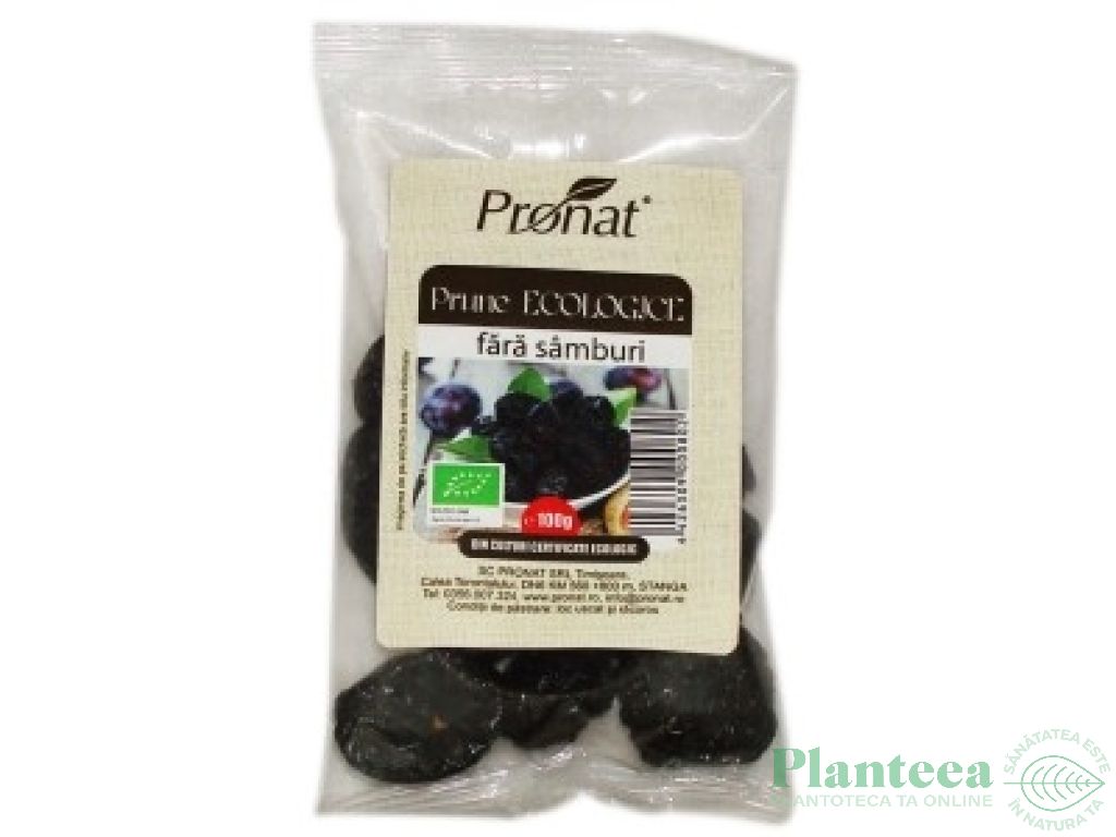 Prune uscate fara samburi bio 150g - PRONAT