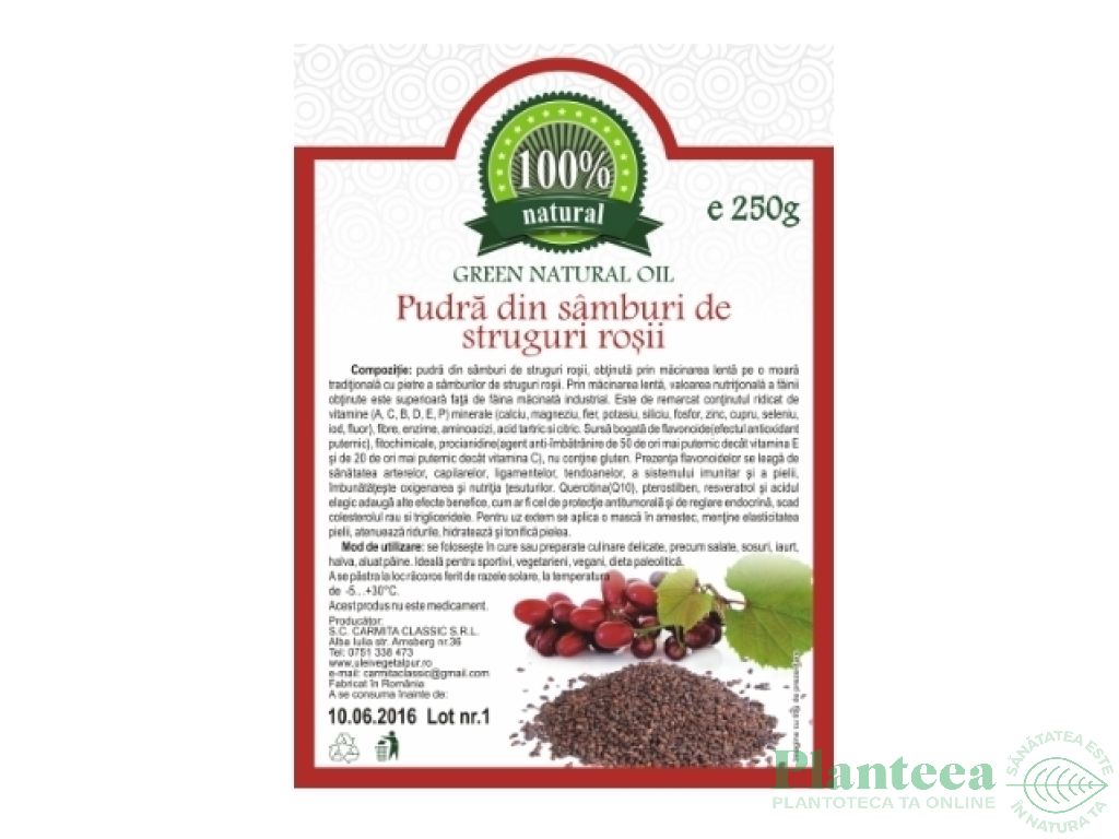 Pulbere samburi struguri rosii 250g - CARMITA CLASSIC