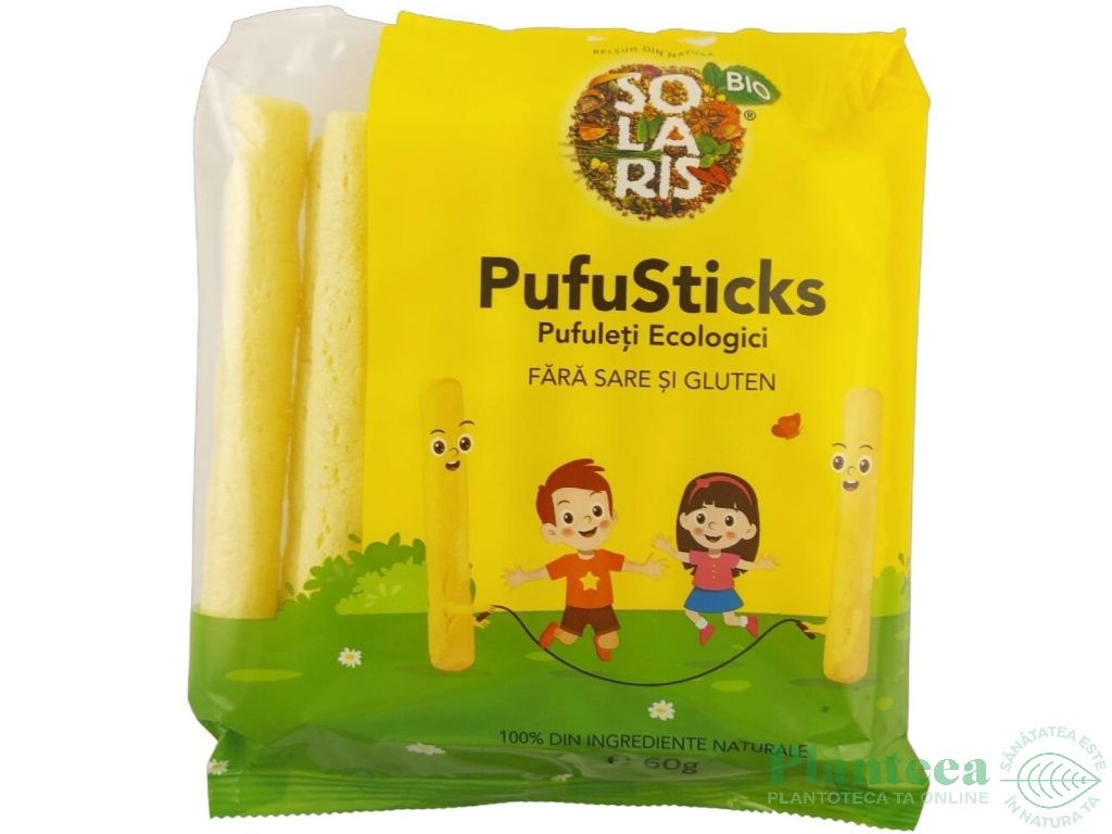 Pufuleti porumb fara sare fara gluten PufuSticks eco 60g - SOLARIS