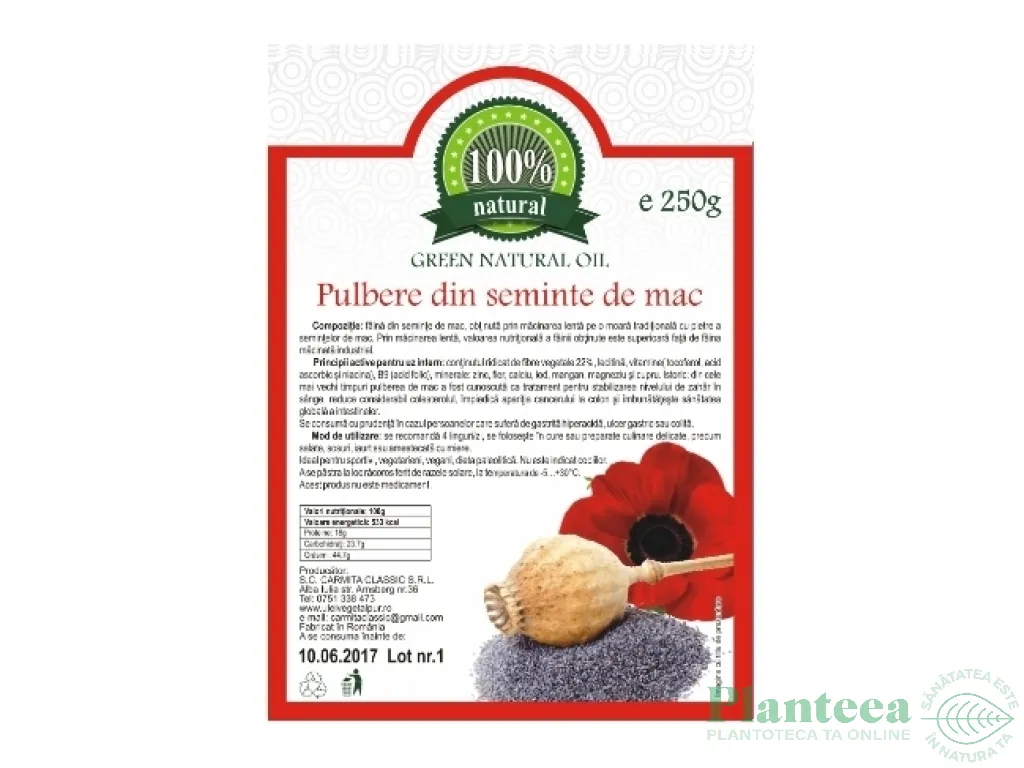 Pulbere seminte mac 250g - CARMITA CLASSIC