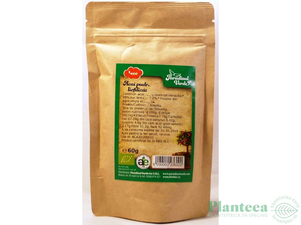 Pulbere acai liofilizat S eco 60g - PARADISUL VERDE