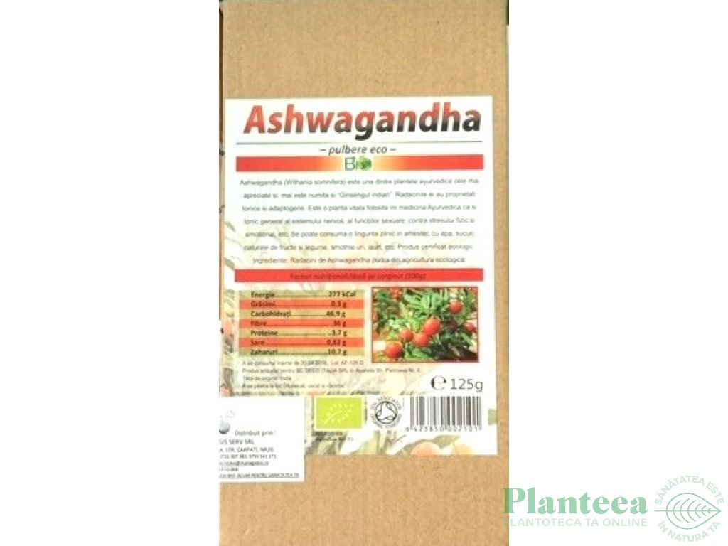 Pulbere ashwagandha bio 200g - DECO ITALIA