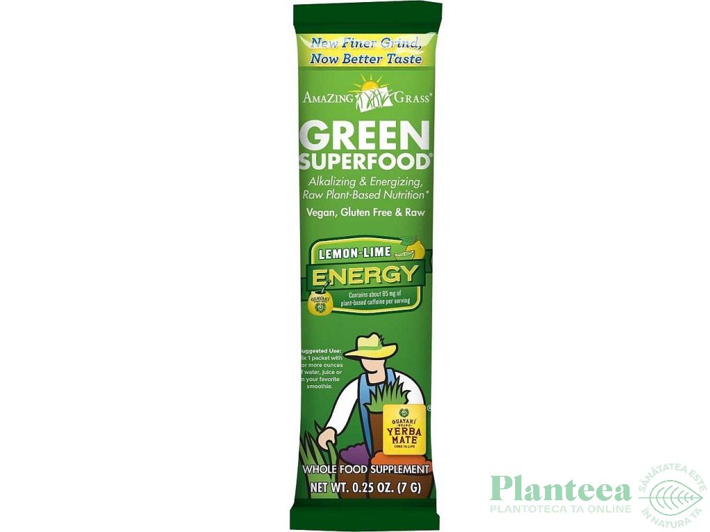 Pulbere Green Superfood energy lamaie lime 7g - AMAZING GRASS