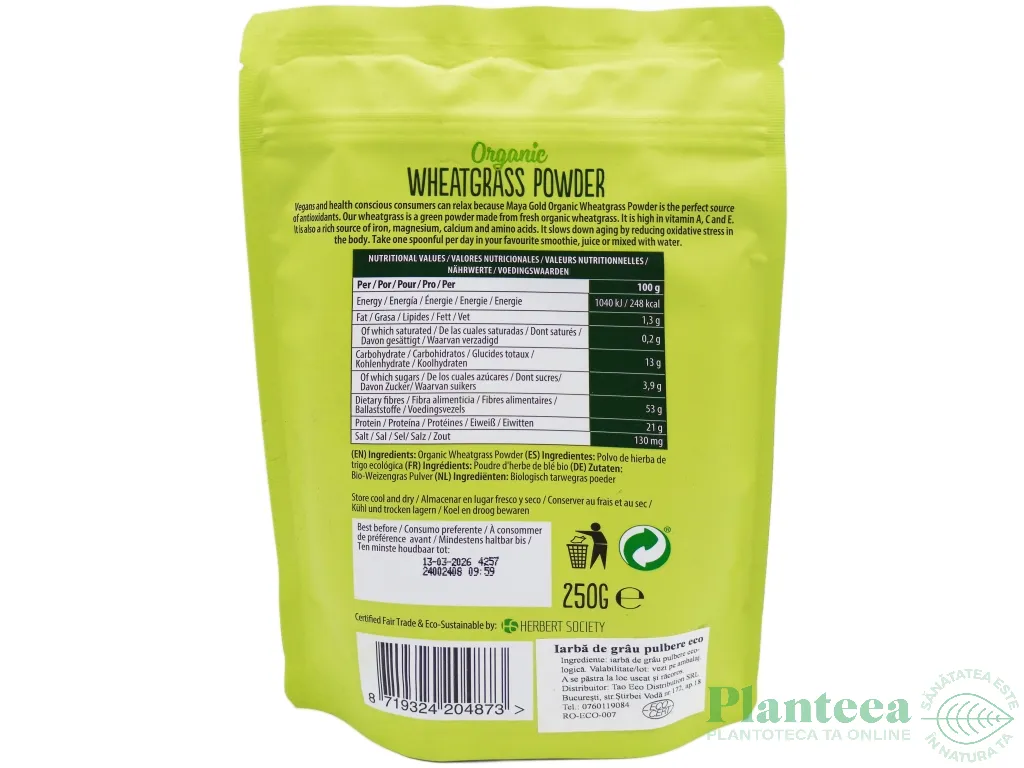 Pulbere iarba grau eco 250g - MAYA GOLD
