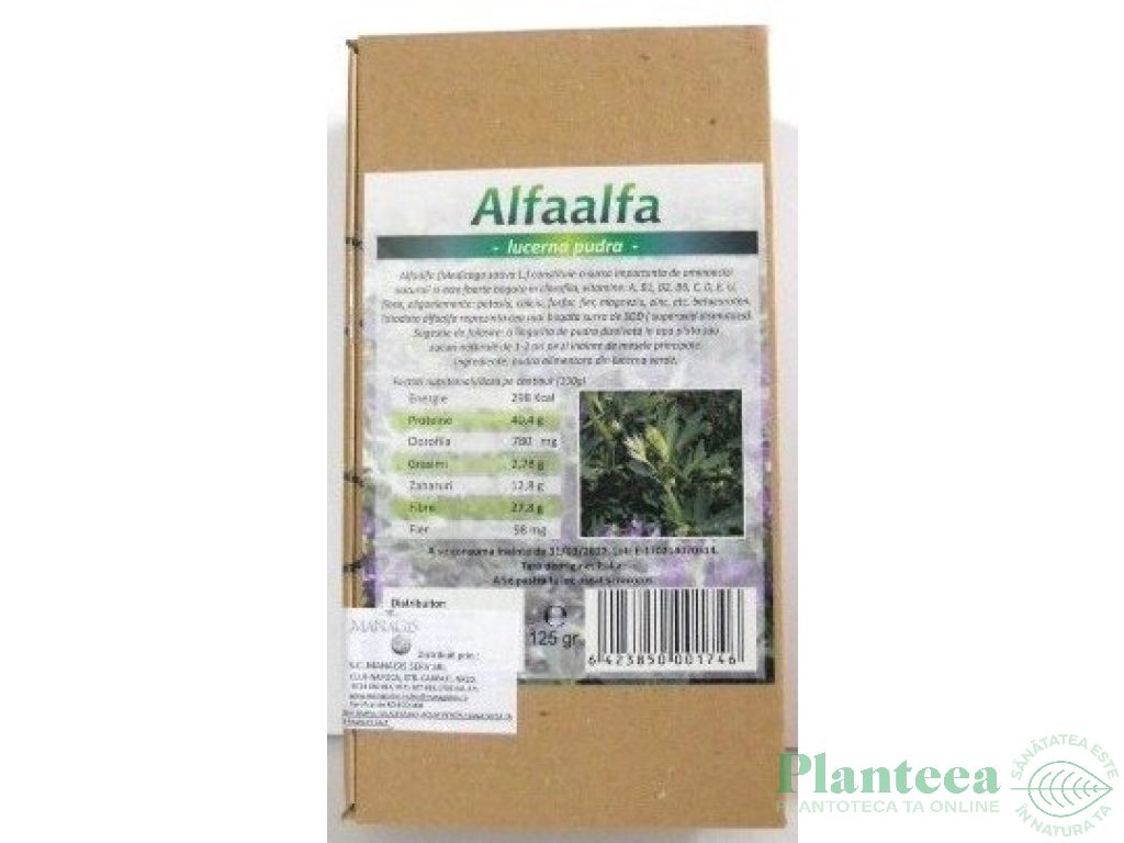 Pulbere lucerna verde [alfalfa] conventional 125g - DECO ITALIA