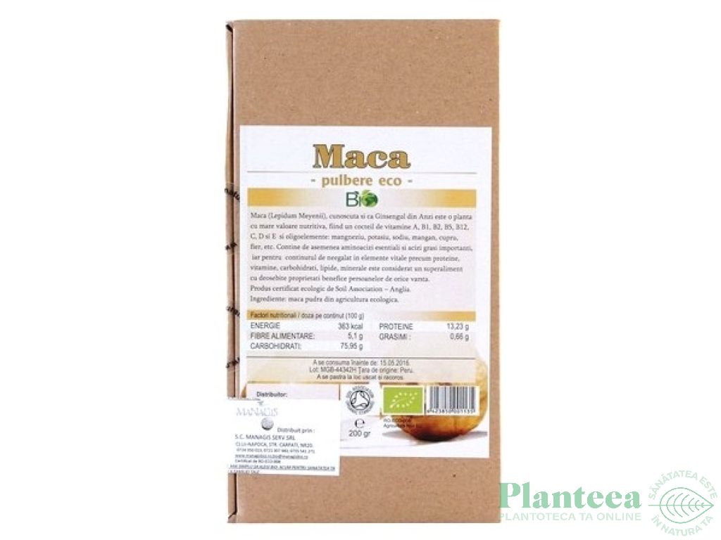 Pulbere maca bio 200g - DECO ITALIA