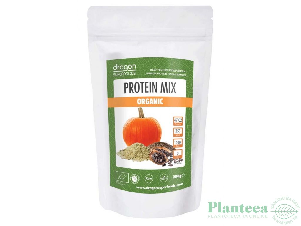 Pulbere proteica mix vegan cacao raw eco 200g - DRAGON SUPERFOODS