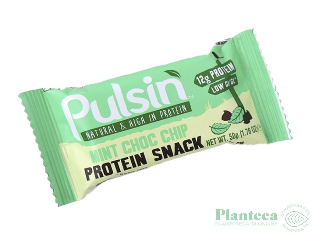 Baton proteic menta chipsuri ciocolata 50g - PULSIN