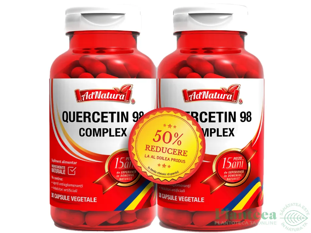 Pachet Quercetin 98 complex 30+30cps - ADNATURA